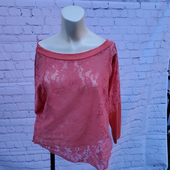 BKE Boat neck sheer lace top Women's size S - Picture 2 of 4